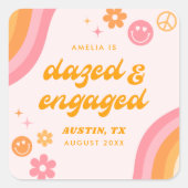 デイズド&婚約したピンク&オレンジ スクエアシール (正面)