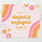 デイズド&婚約したピンク&オレンジ スパークリングワインラベル (シングルラベル)