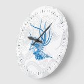 デイズリングブルーバード&フローラルパターンウォールクロック ラージ壁時計 (傾斜)