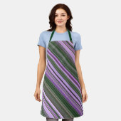 デイズロケットパープルとグリーンストライプ エプロン (着用した状態)