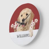 デイズ付きゴールデンレトリバー ラージ壁時計 (傾斜)