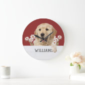 デイズ付きゴールデンレトリバー ラージ壁時計 (ホーム)