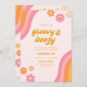 デイズ&婚約したピンク&オレンジバチェロレッテ4日 招待状 (正面/裏面)