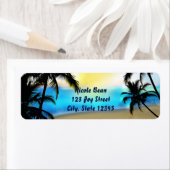 デイタイムビーチ&パームツリーズトロピカル住所 シール (インサイチュ)