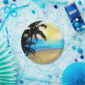 デイタイムビーチ&パームツリートロピカル結婚プレート ペーパープレート (パーティー)