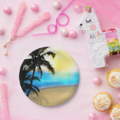 デイタイムビーチ&パームツリートロピカル結婚プレート ペーパープレート (パーティー)