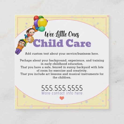 デイチャイ気にド気に2000ベビーシッター広場 スクエア名刺 (裏面)
