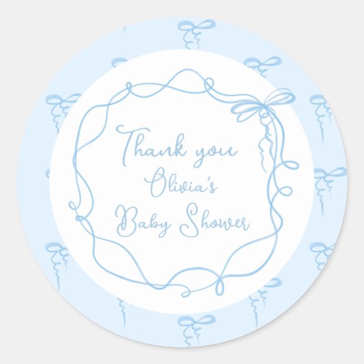 デイティ弓ブルーの手を引いた波状のフレームを感謝していお客様 ラウンドシール (正面)