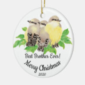 デイテッドカスタムウォーターカラーブラザー引用文鳥 セラミックオーナメント (左)