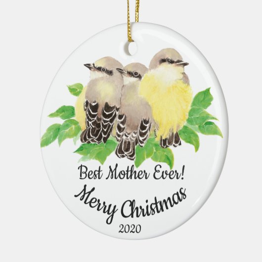 デイテッドカスタムウォーターカラーマザー引用文鳥 セラミックオーナメント (左)