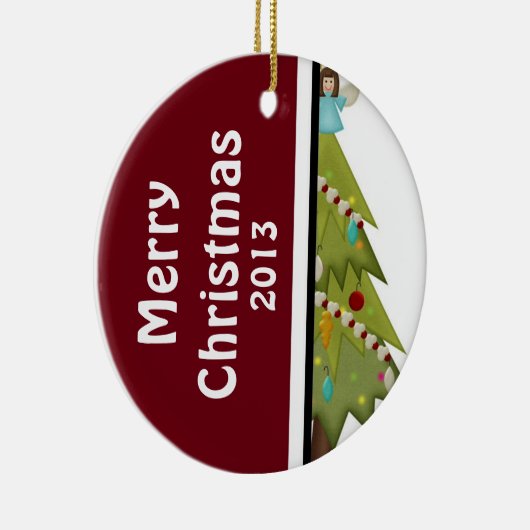 デイテッドカスタムフォトクリスマスツリーオーナメント セラミックオーナメント (右)