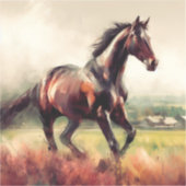 デイテッドランニングクリスマスの茶色の馬 シール (正面)