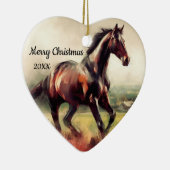 デイテッドランニングクリスマスの茶色の馬 セラミックオーナメント (右)
