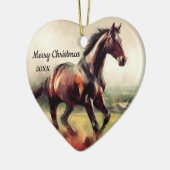 デイテッドランニングクリスマスの茶色の馬 セラミックオーナメント (左)
