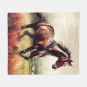 デイテッドランニングクリスマスの茶色の馬 フリースブランケット (正面(横))