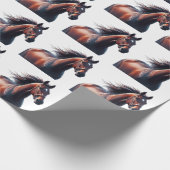 デイテッドランニングクリスマスの茶色の馬 ラッピングペーパー (角)