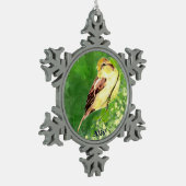 デイテッド水彩ソングスパローバード自然アート スノーフレークピューターオーナメント (左)