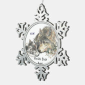 デイテッド・ワールド最高のズ・オオカミとカッブス・アート スノーフレークピューターオーナメント (右)