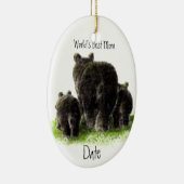 デイテッド、世界の最高の母が可愛い黒熊 セラミックオーナメント (右)