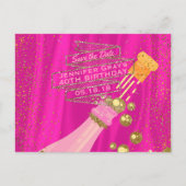 デイトウーマンズエレガントシャンパン誕生日を保存 案内ポストカード (正面)