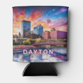 デイトカラフルンスカイライン抽象芸術アート 缶クーラー (正面)