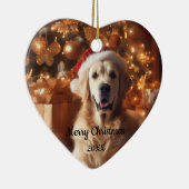 デイトクリスマスゴールデンレトリバードッグペット セラミックオーナメント (右)