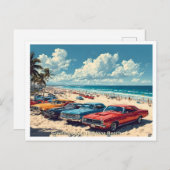 デイトナからの挨拶ビーチ、イラストレーション1960s ポストカード (正面/裏面)