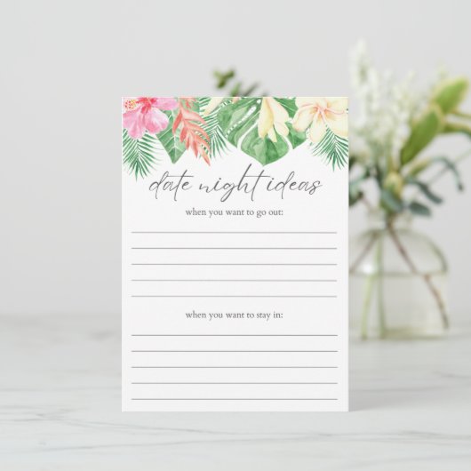 デイトナイトアイディアトロピカルブライダルシャワーインサート エンクロージャーカード (スタンド正面)