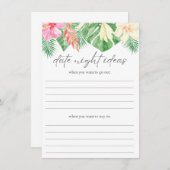 デイトナイトアイディアトロピカルブライダルシャワーインサート エンクロージャーカード (正面/裏面)
