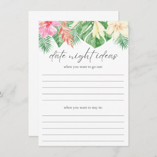 デイトナイトアイディアトロピカルブライダルシャワーインサート エンクロージャーカード (正面/裏面)