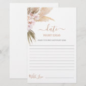 デイトナイトアイディアパンパスグラスブライダルシャワーカード (正面/裏面)