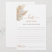 デイトナイトアイディアパンパスグラスブライダルシャワーカード (正面/裏面)