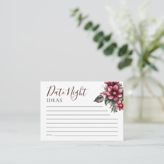 デイトナイトアイディアフローラブルゴーニュブライダルシャワー エンクロージャーカード (スタンド正面)