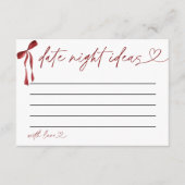 デイトナイトアイディアブライダルシャワーゲームブルゴーニュボウ エンクロージャーカード (正面)