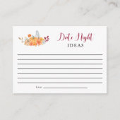 デイトナイトアイディアブライダルシャワー秋パンプキンオータム アドバイスカード (正面)