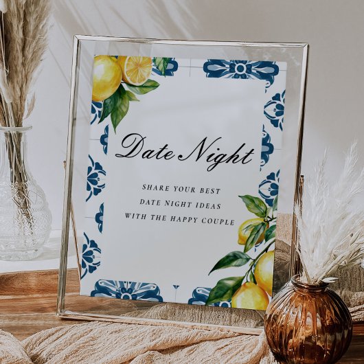 デイトナイトアイディアレモンポジターノブライダルシャワーサイン ポスター