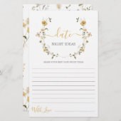 デイトナイトアイディアワイルドフラワーブライダルシャワーカード (正面/裏面)
