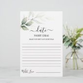 デイトナイトアイディア緑のブライダルシャワーカード (スタンド正面)