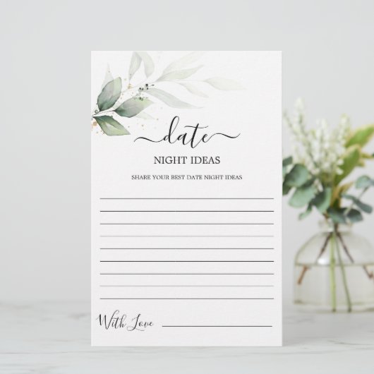 デイトナイトアイディア緑のブライダルシャワーカード (スタンド正面)