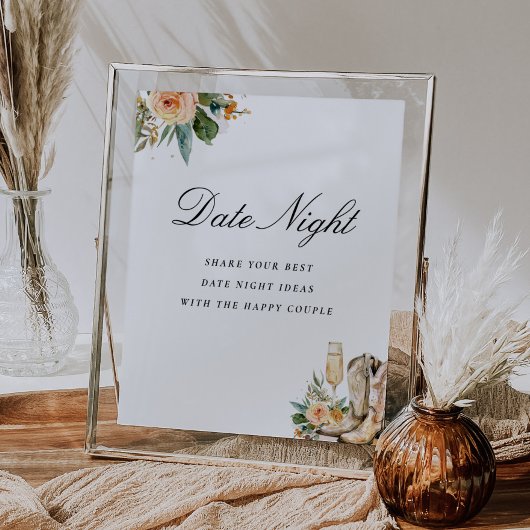 デイトナイトブーツと泡立つブライダルシャワー標識 ポスター