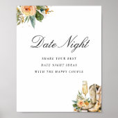 デイトナイトブーツと泡立つブライダルシャワー標識 ポスター (正面)