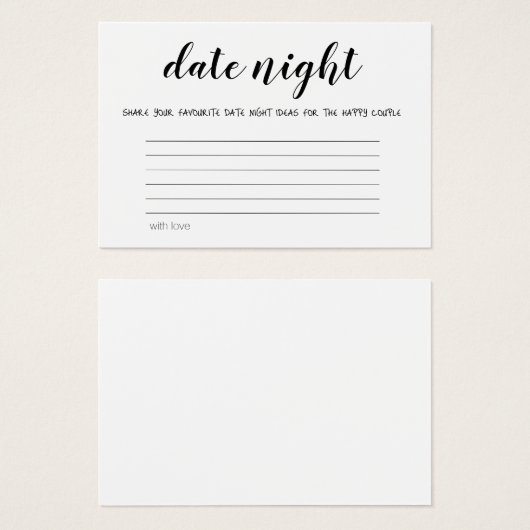 デイトナイトモダンアイディア結婚のブライダルシャワーカード (正面&裏面)