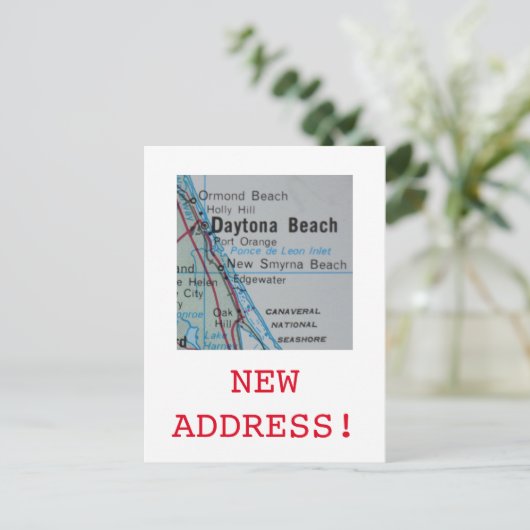 デイトナビーチの新しいアドレスのお知らせ 案内ポストカード (スタンド正面)