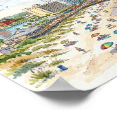 デイトナビーチの海岸の魅力 ウォーターカラーアート ポスター (角)