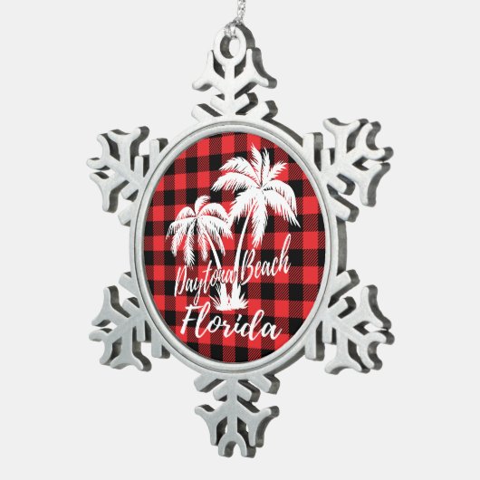 デイトナビーチフロリダパームツリーズ スノーフレークピューターオーナメント (右)