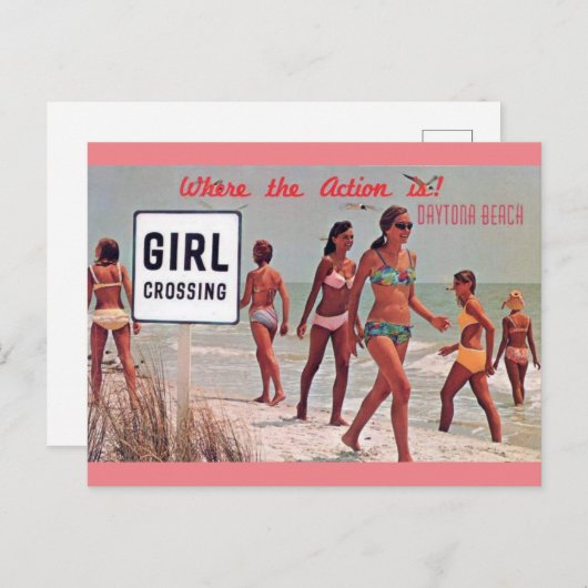 デイトナビーチフロリダヴィンテージ旅行はがき ポストカード (正面/裏面)