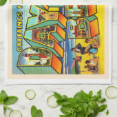 デイトナビーチフロリダ州(FL)大文字はがき キッチンタオル (折り畳み)