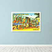 デイトナビーチフロリダFL大文字葉書 キャンバスプリント (インサイチュ (ウッドフロア))