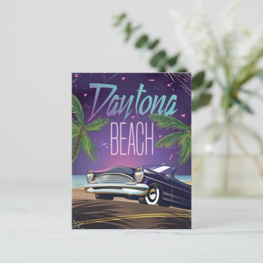 デイトナビーチヴィンテージカー旅行ポスター ポストカード (スタンド正面)