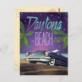 デイトナビーチヴィンテージカー旅行ポスター ポストカード (正面/裏面)